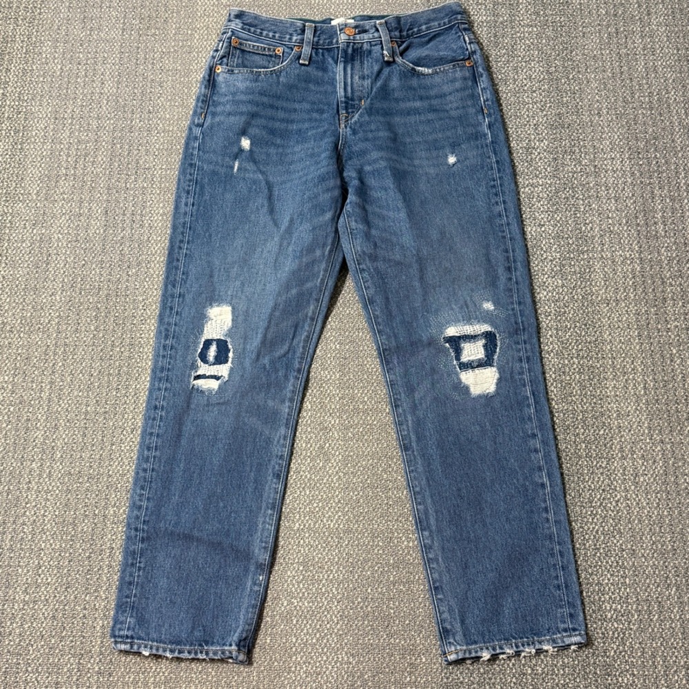 J. Crew Slouchy Boyfriend Jeans High-Rise Distressed Blue Medium Wash Size 26